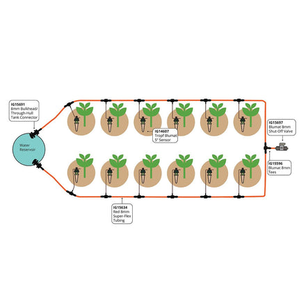 Blumat 12 Sensor Drip Irrigation Kit - Gravity Deluxe with 5 Gallon Reservoir-2