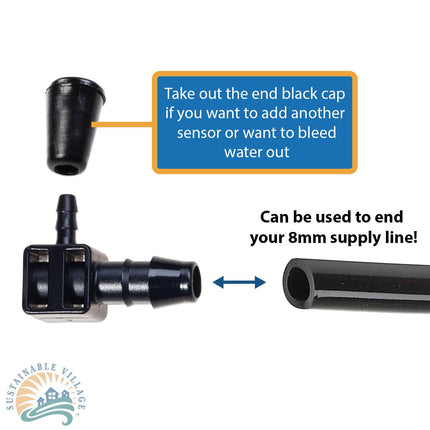 Blumat End-Piece (8mm to 3mm elbow) w/ End Cap (Plug)