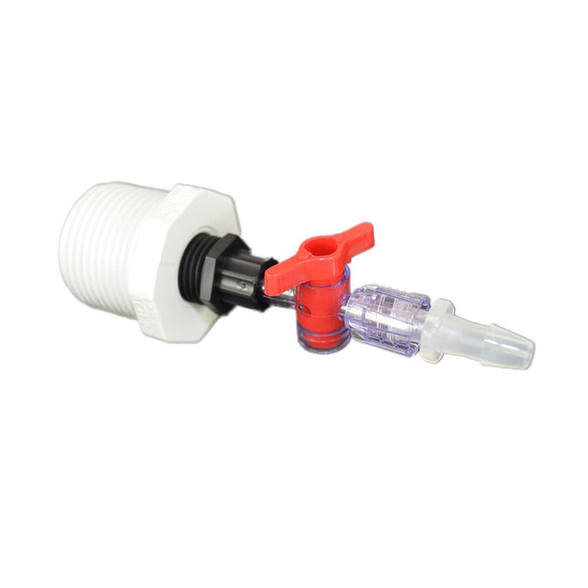 PVC Adapter 3/4" MPT to 8mm Blumat drip line w/ quick connects and on-off valve-1