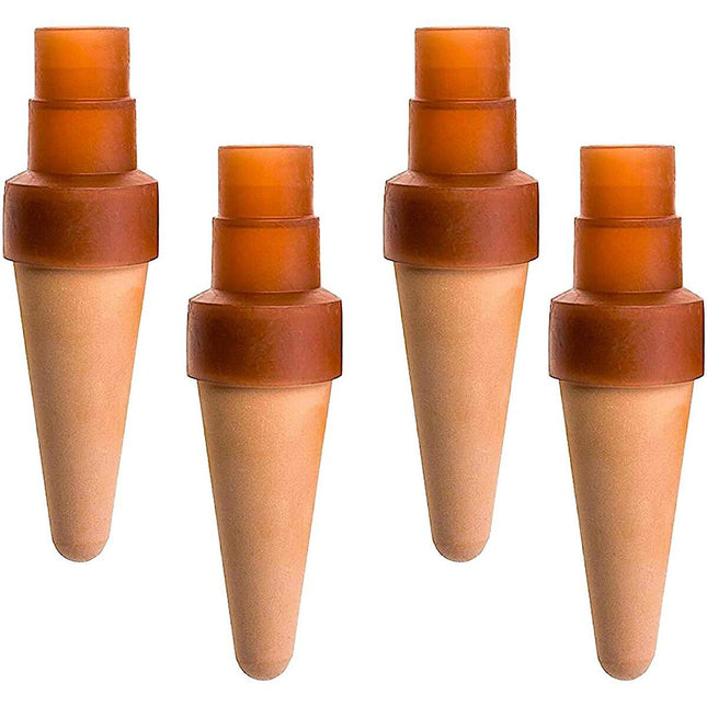 Blumat Bottle Adapter XL (4 Pack): Self Watering Spikes/Houseplant Watering Stakes, Automatic Irrigation System, Use When On Vacation,Terracotta Spikes to use with Recycled Plastic Water Bottles