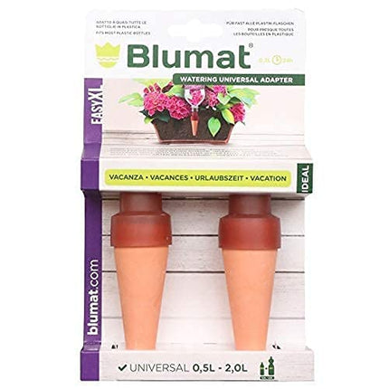 Blumat Bottle Adapter XL (4 Pack): Self Watering Spikes/Houseplant Watering Stakes, Automatic Irrigation System, Use When On Vacation,Terracotta Spikes to use with Recycled Plastic Water Bottles