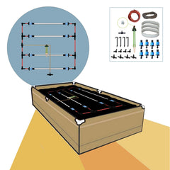 Illustrated Blumat irrigation for raised beds