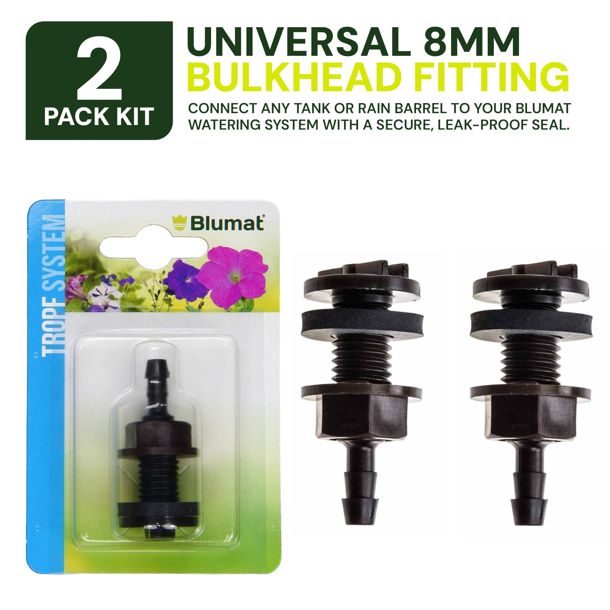 8mm BULKHEAD / Through-Hull Tank Connector - 2 Pack