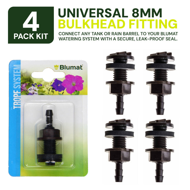 8mm BULKHEAD / Through-Hull Tank Connector - 4 Pack