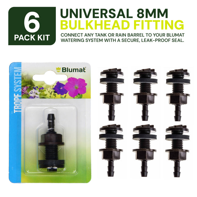 8mm BULKHEAD / Through-Hull Tank Connector - 6 Pack