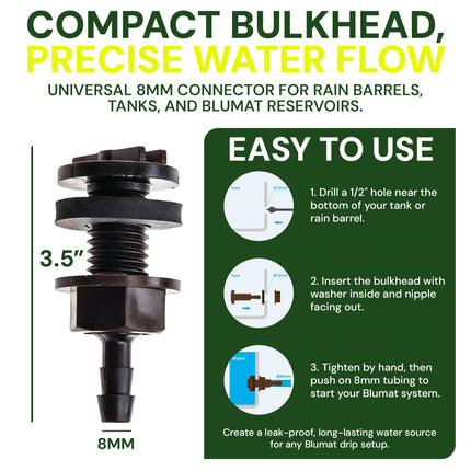 8mm BULKHEAD / Through-Hull Tank Connector - 2 Pack