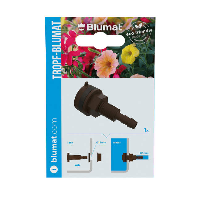 Blumat 8mm Bulkhead/Through-Hull Tank Connector - Packaged