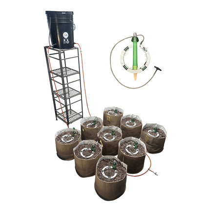 Preset Blumat Grow Tent Kit - Nine 1-3 Gallon Pots - with reservoir
