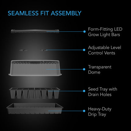 Humidity Dome, Germination Kit with LED, 5x8 Cell Tray