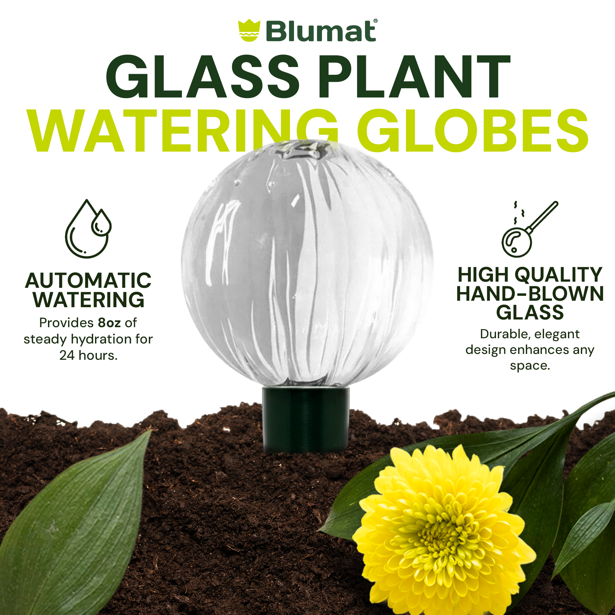 glass globe watering plants Blumat Glass Plant Self Watering Globes