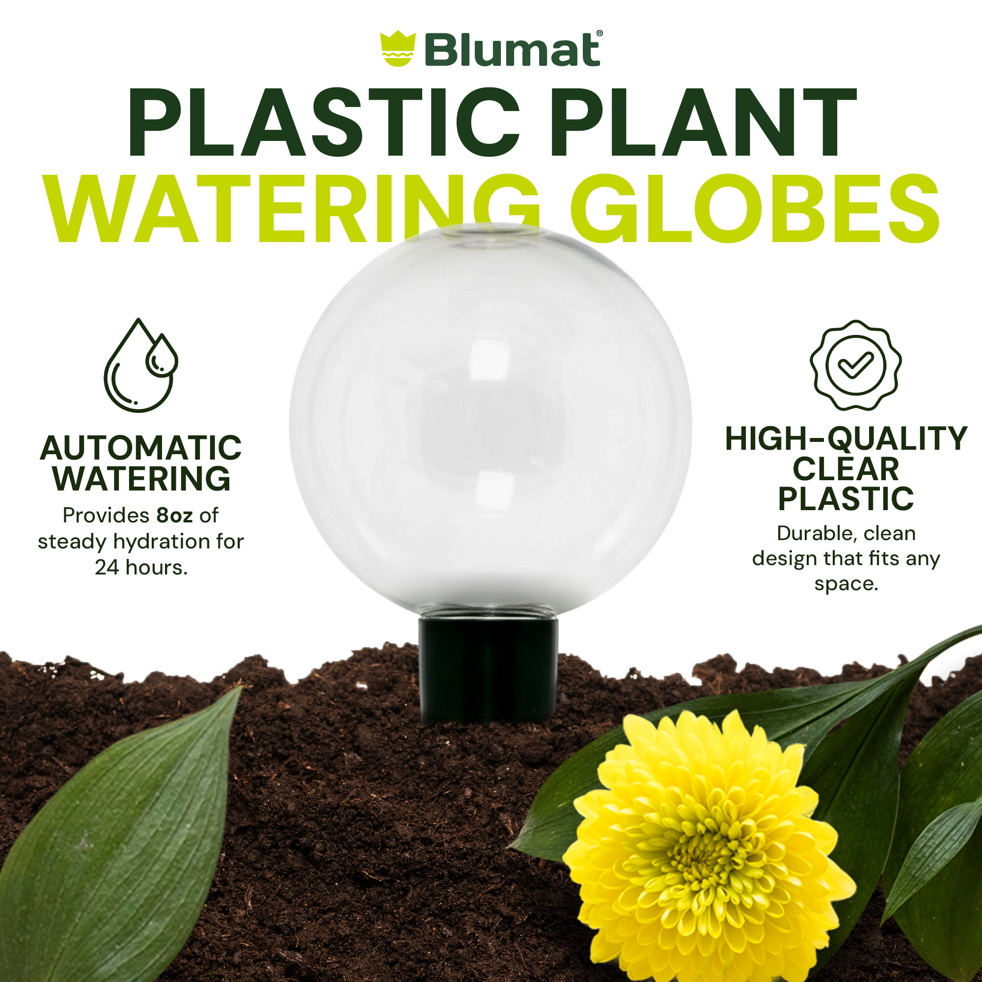 plastic watering globes for plants Blumat Clear Globe Sets