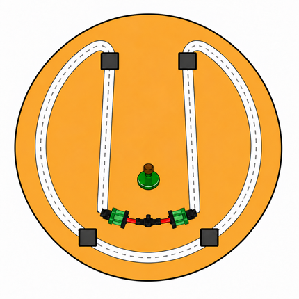 White gravity BluSoak loop with green fittings in a 30–90 gallon round pot