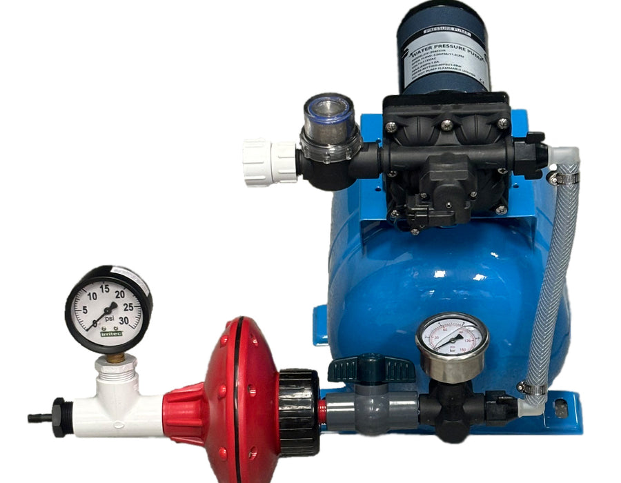 Mini pump kit for pressurizing a Blumat irrigation system