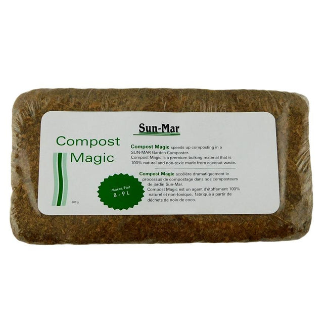 Single Coco Coir Brick - Packed Growing Medium and Soil Alternative - Sun-Mar Compost Magic-1