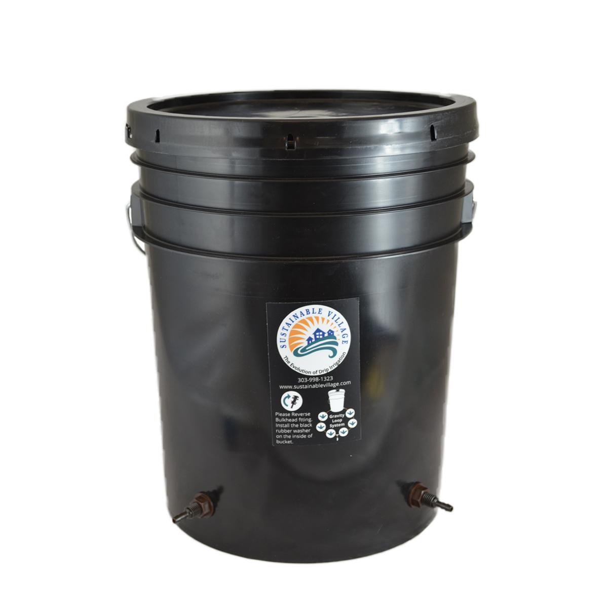 Blumat Water Reservoir - 5-Gallon Bucket w/ Lid & Bulkhead Fittings-1