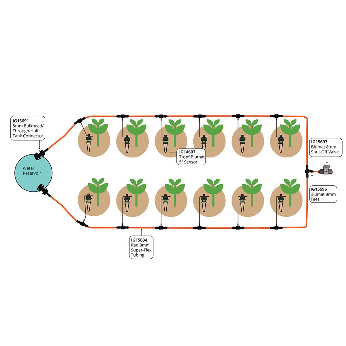 Blumat 12 Sensor Drip Irrigation Kit - Gravity Deluxe with 5 Gallon Reservoir-2