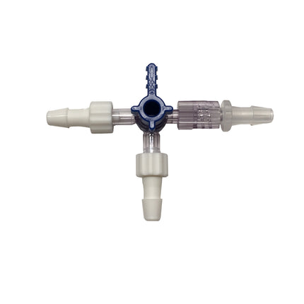 4-way Quick-Connect Valve, 8mm on all sides w/ On/Off Valve
