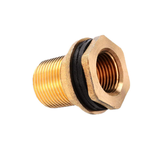 Brass Bulkhead Fitting 3/4" male hose x 1/2" FPT