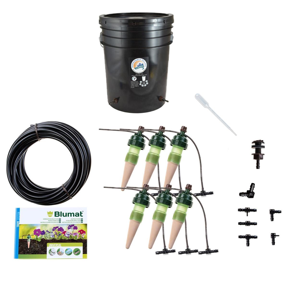 Blumat 6 Sensor Drip Irrigation Kit  - Gravity with 5 Gallon Reservoir