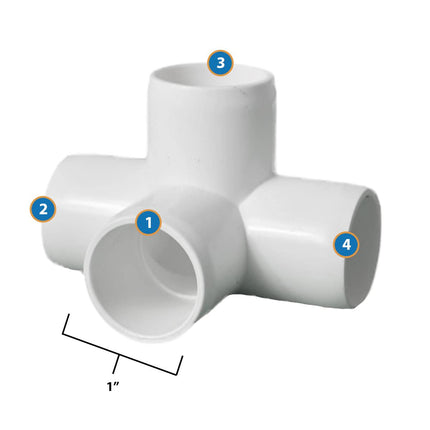 Buildable PVC 1" 4-Way Elbow-2