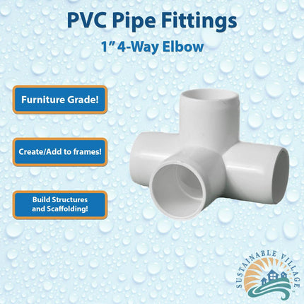 Buildable PVC 1" 4-Way Elbow-4